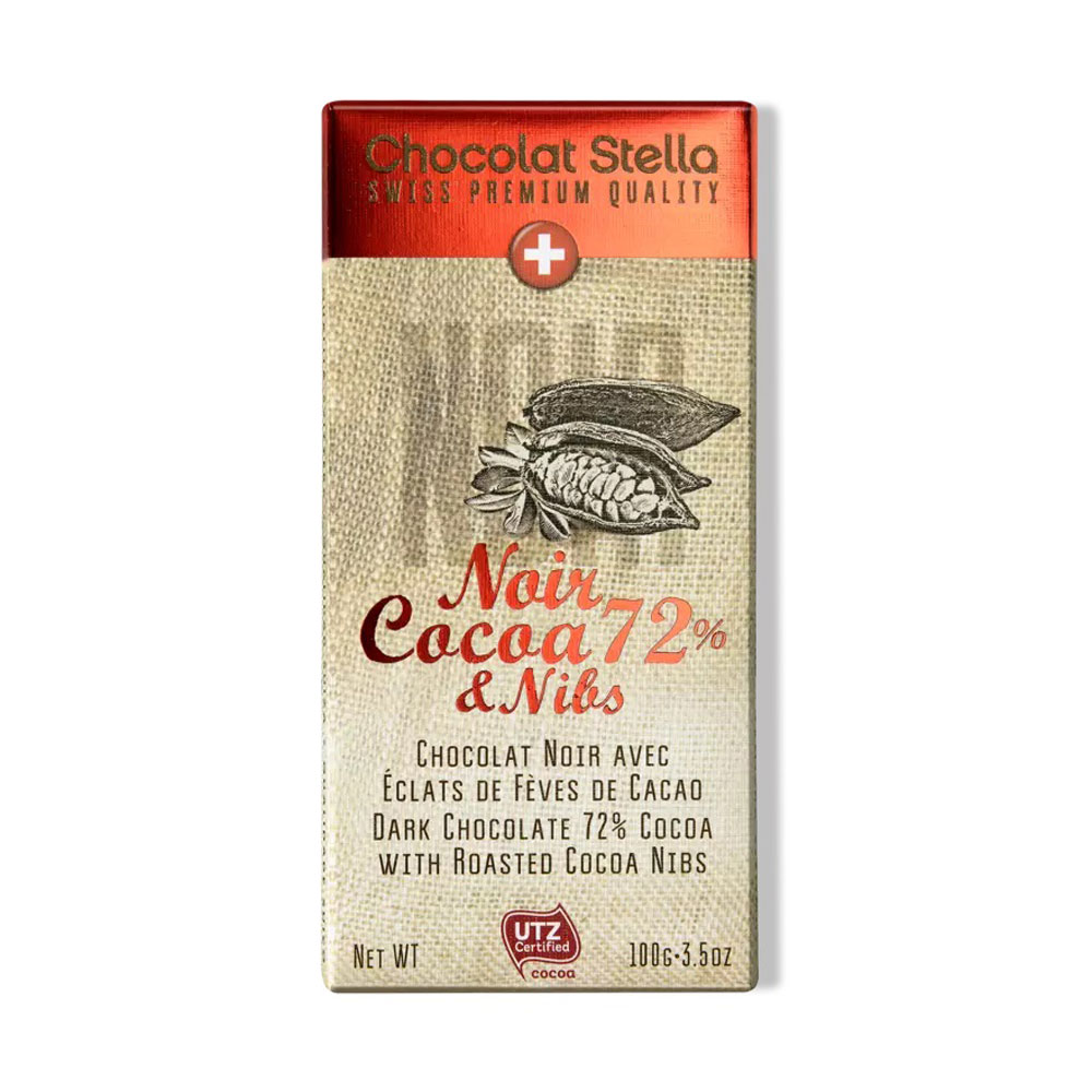 Stella - 72% chocolate negro con pepitas  - 100gr